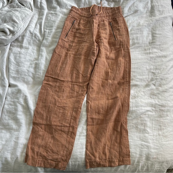 Athleta Cabo Linen Textured Wide Leg Pant, Rain Dance 6 - Picture 3 of 6